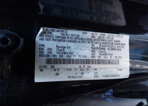 2012 Ford Focus S from USA, damaged, VIN 1FAHP3E20CL435782